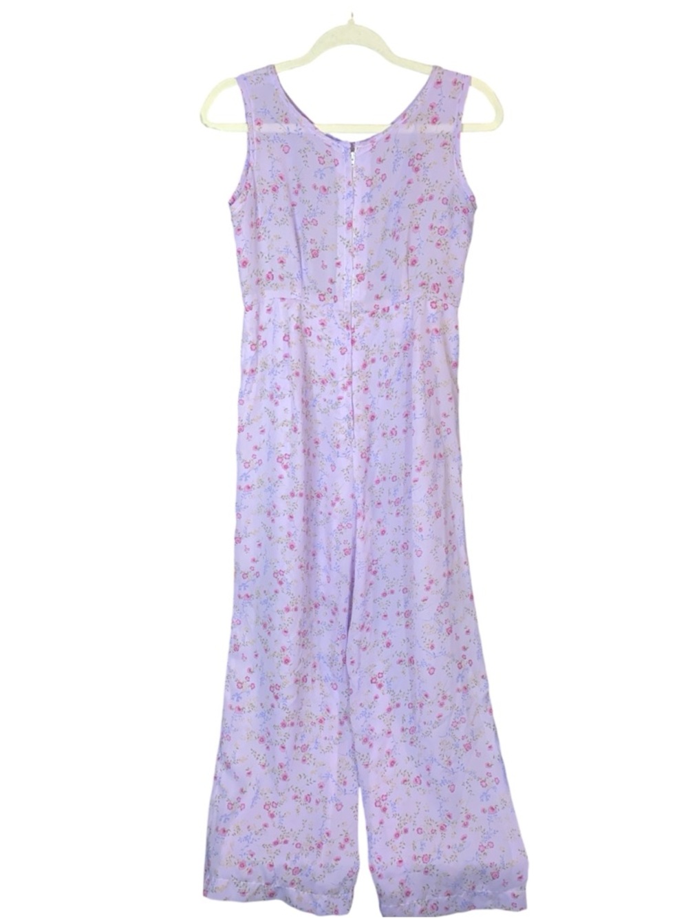 Lilac Purple/Pink Sleeveless Wide Leg Boho Jumpsuit, Size Medium